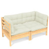 Sofá de jardín de 2 plazas con cojines madera maciza pino crema 2