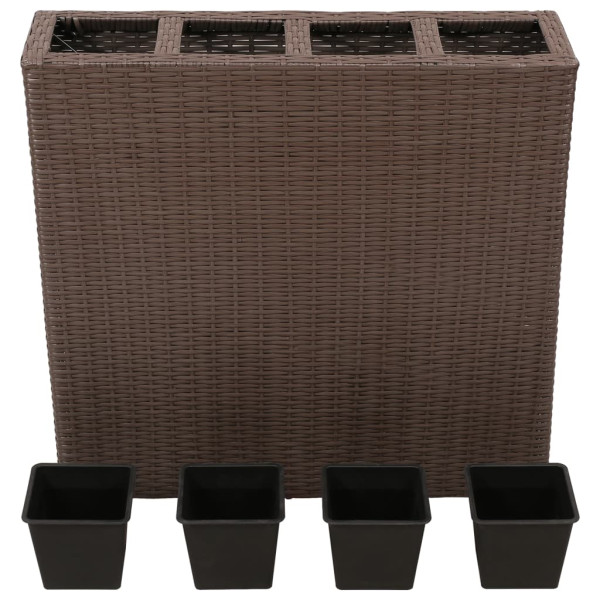 Floreira de jardim com 4 vasos 2 pcs vime PE castanho M 2