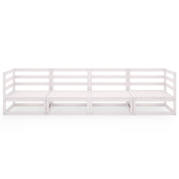 Sofá de 4 lugares para jardim pinho maciço branco M 3