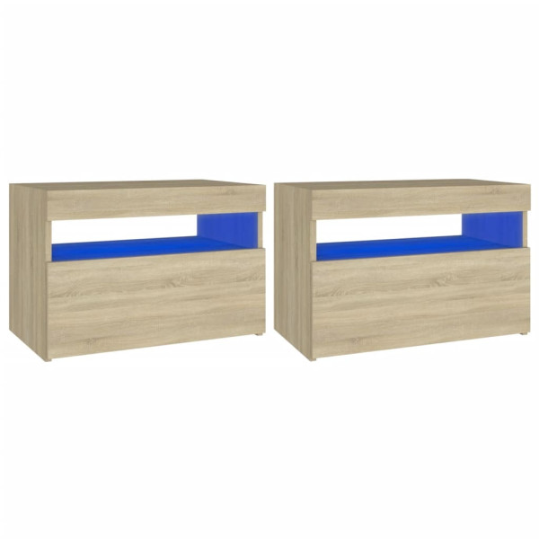Mesa cabeceira & luzes LED 2 pcs 60x35x40 cm carvalho sonoma M 2