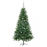 Árbol de Navidad preiluminado con luces y bolas verde 180 cm 1