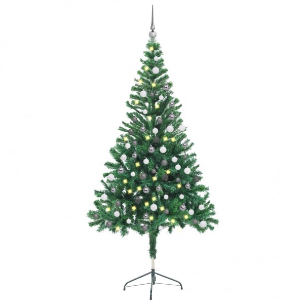 Árbol de Navidad artificial con luces y bolas 380 ramas 150 cm D