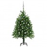 Árbol de Navidad preiluminado con luces y bolas verde 120 cm 1