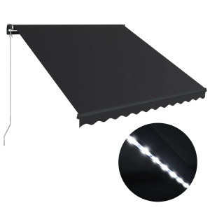 Toldo retrátil manual c/ LED 350x250 cm antracite H