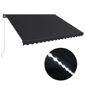 Toldo retrátil manual c/ LED 450x300 cm antracite H