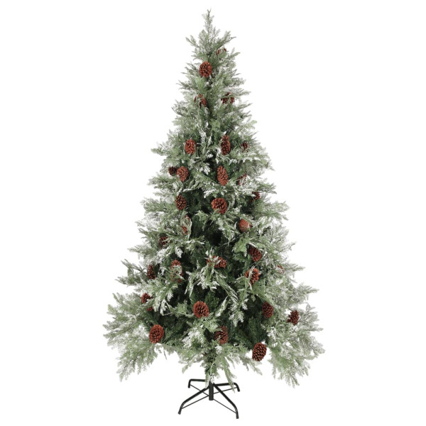 Árvore Natal pré-iluminada c/ pinhas 225 cm PVC/PE verde/branco M 2