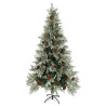 Árvore Natal pré-iluminada c/ pinhas 225 cm PVC/PE verde/branco 2