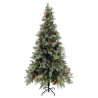 Árvore Natal pré-iluminada c/ pinhas 225 cm PVC/PE verde/branco 3