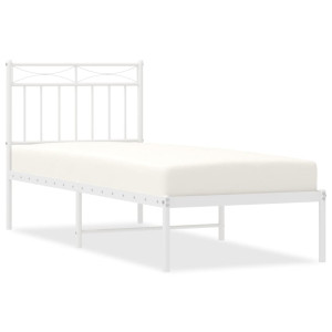 Estructura de cama de metal con cabecero blanco 80x200 cm H