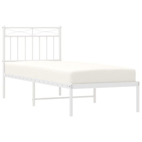 Estructura de cama de metal con cabecero blanco 80x200 cm M 3