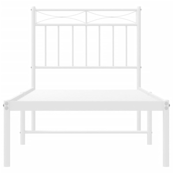 Estructura de cama de metal con cabecero blanco 80x200 cm M 5