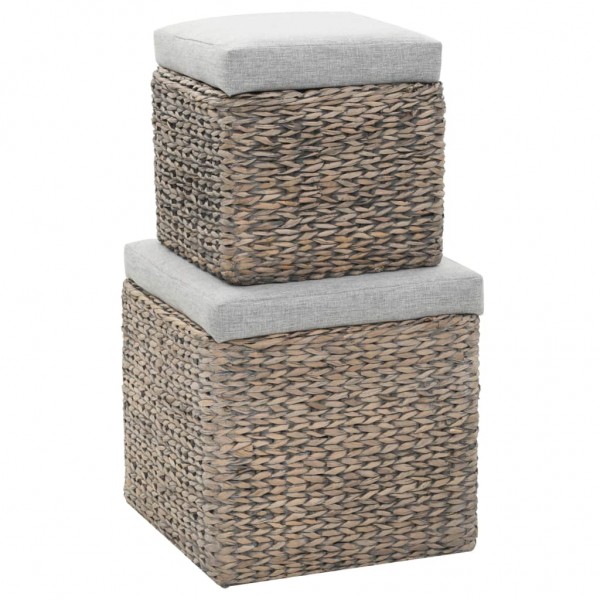 Conjunto de otomanas 2 piezas hierba marina gris M 4