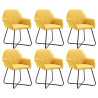 Cadeiras de jantar 6 pcs tecido amarelo 1