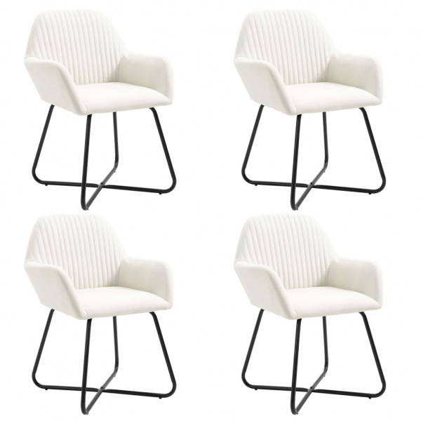 Sillas de comedor 4 unidades tela color crema D