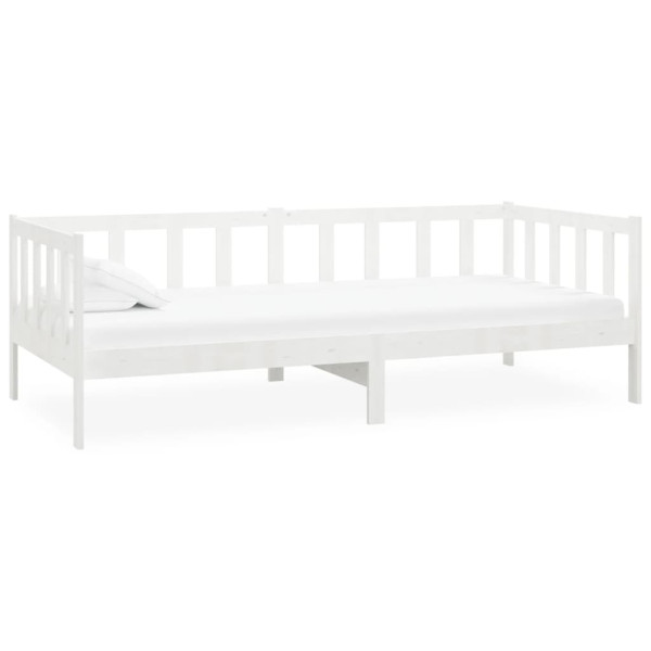 Sofá cama con colchón madera de pino maciza blanco 90x200 cm M 4