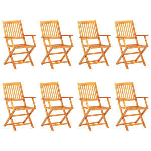 Comedor de jardín plegable 9 piezas de madera maciza de acacia H