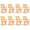 Comedor de jardín plegable 9 piezas de madera maciza de acacia 2