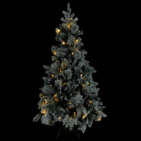 Árbol de Navidad con nieve. luces LED y piñas PVC y PE 225 cm M 2