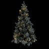 Árbol de Navidad con nieve. luces LED y piñas PVC y PE 225 cm 2