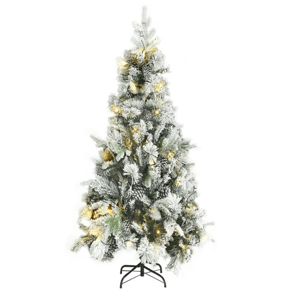Árvore de Natal pré-iluminada c/ flocos neve e pinhas PVC/PE M 3