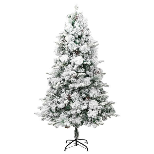 Árbol de Navidad con nieve. luces LED y piñas PVC y PE 225 cm M 4
