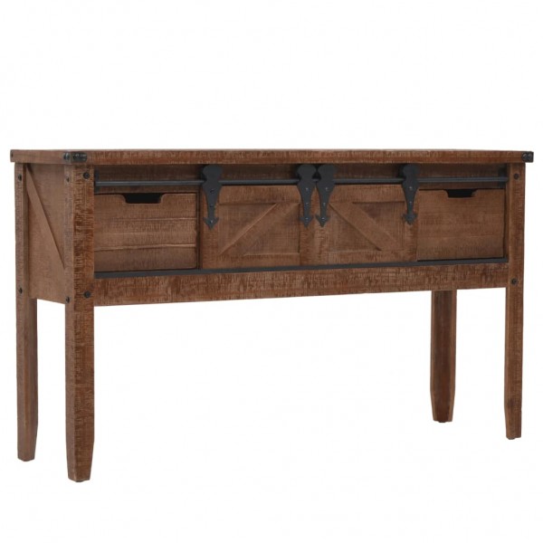 Mesa consola de madera de abeto maciza marrón 131x35.5x75 cm D