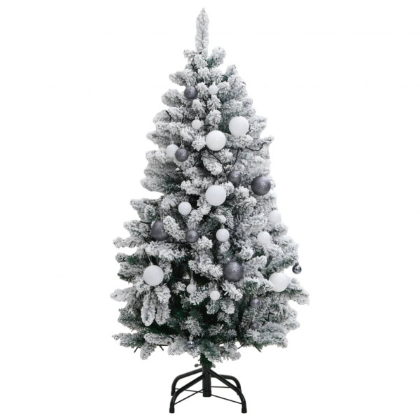 Árbol Navidad artificial con bisagras 150 LED y bolas 120 cm M 4