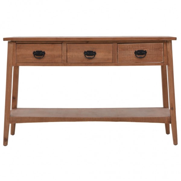 Mesa consola de madera de abeto maciza marrón 126x40x77.5 cm M 2