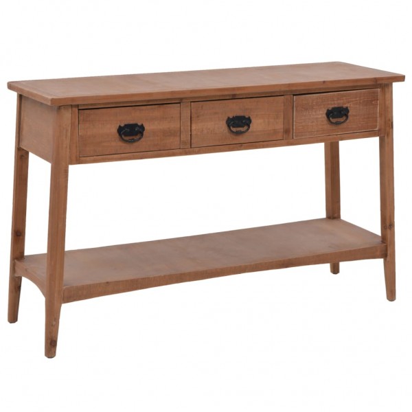 Mesa consola de madera de abeto maciza marrón 126x40x77.5 cm M 4
