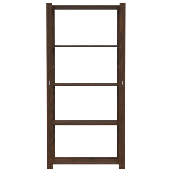 Estantería de 5 niveles madera maciza pino marrón 80x38x170 cm M 3