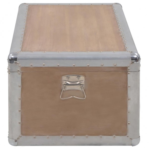 Caja de almacenaje madera maciza abeto marrón 91x52x40 cm M 4