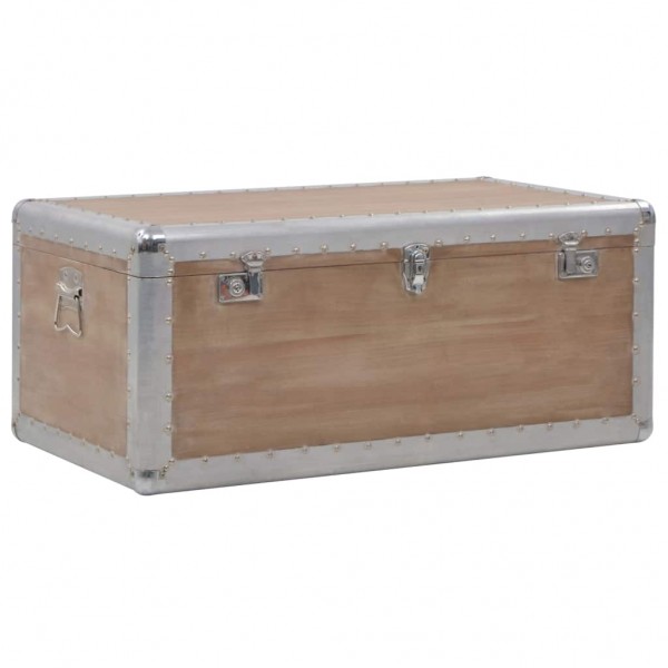 Caja de almacenaje madera maciza abeto marrón 91x52x40 cm M 5