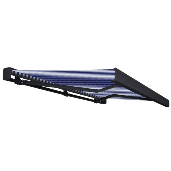 Toldo de carrete motorizado azul y blanco 450x300 cm M 3