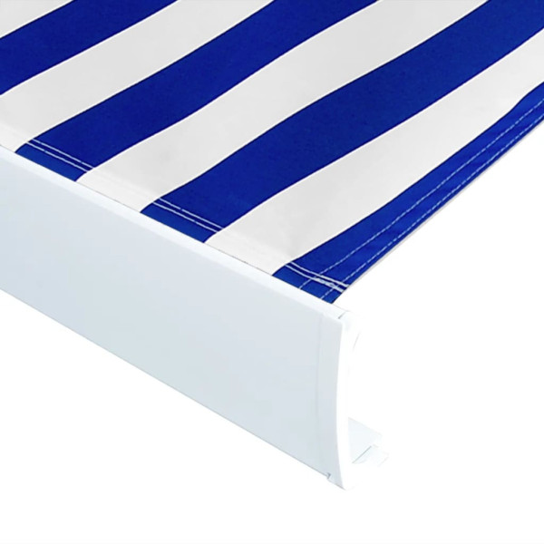 Toldo motorizado com caixa 400x300 cm azul e branco M 4