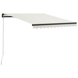 Toldo retráctil manual con LED crema 300x250 cm H