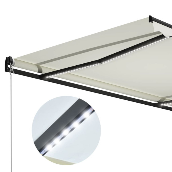 Toldo retrátil manual com LED 300x250 cm cor creme M 5