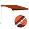 Toldo retrátil manual com LED 300x250 cm laranja e castanho 1