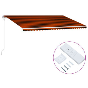 Toldo automático retráctil naranja y marrón 600x300 cm H