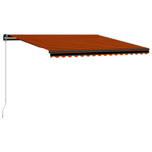 Toldo manual retráctil con LED naranja y marrón 450x300 cm H