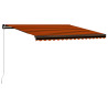 Toldo retrátil manual com LED 450x300 cm laranja e castanho 2