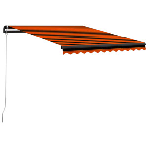 Toldo retrátil manual com LED 350x250 cm laranja e castanho H