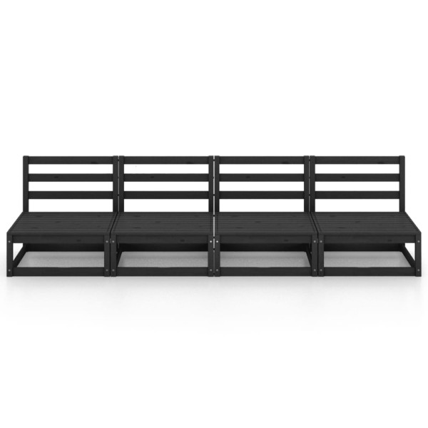 Sofá de jardín 4 plazas negro madera maciza de pino M 3