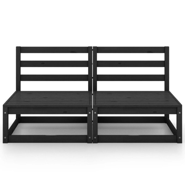 Sofá de jardín 2 plazas negro madera maciza de pino M 3