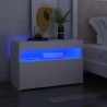 Mesita de noche con luces LED contrachapada blanco 60x35x40 cm 1