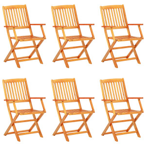 Comedor de jardín plegable 7 piezas de madera maciza de acacia H