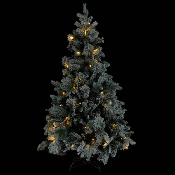 Árbol de Navidad con nieve. luces LED y piñas PVC y PE 195 cm M 2