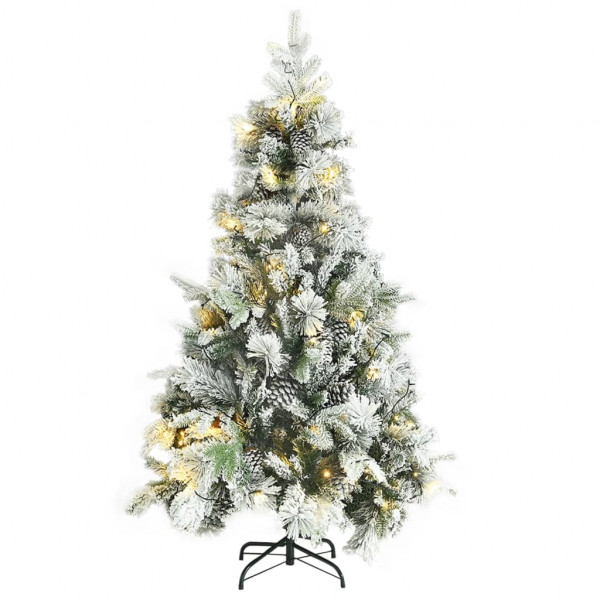 Árvore de Natal pré-iluminada c/ flocos neve e pinhas PVC/PE M 3