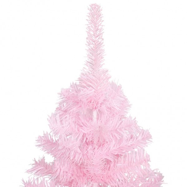 Árbol de Navidad preiluminado con luces y bolas rosa 120 cm M 3