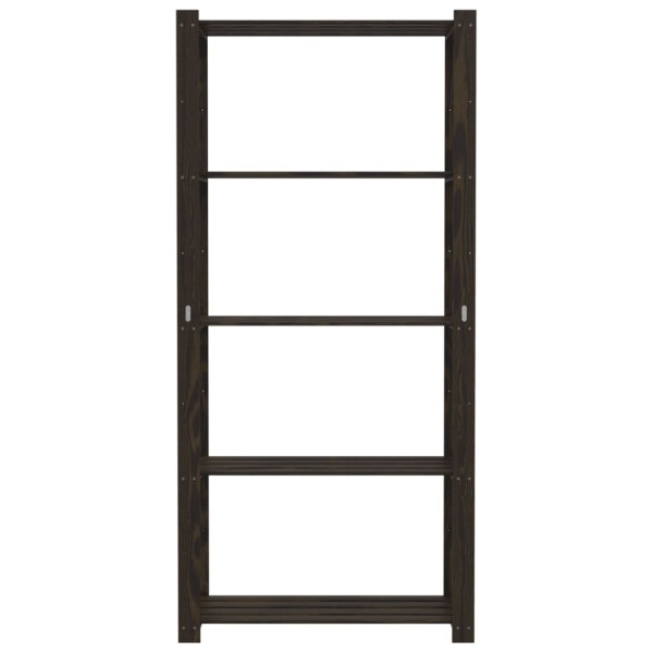 Unidade de 5 prateleiras 80x38x170 cm pinho maciço preto M 3