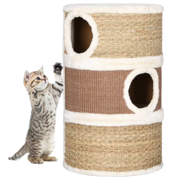 Barril rascador para gatos hierba marina 60 cm D